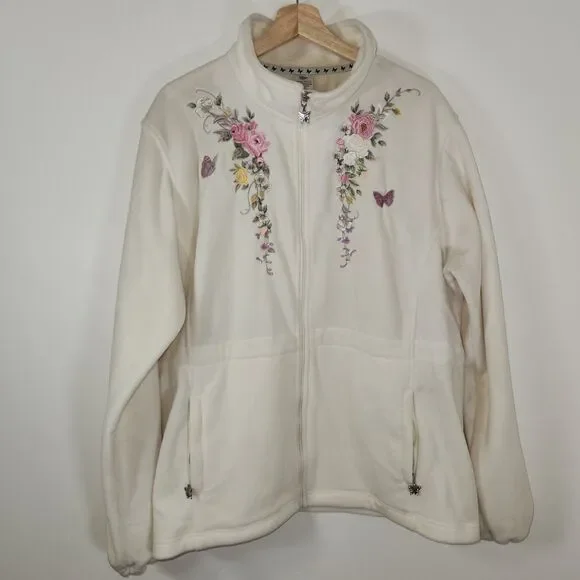 Bradford Exchange Embroidered Fleece Jacket Floral Butterfly Size:2X - Picture 1 of 11